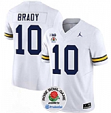 Men's Michigan Wolverines #10 Tom Brady 2023 F.U.S.E. White Rose Bowl Patch Stitched Jersey Dzhi,baseball caps,new era cap wholesale,wholesale hats